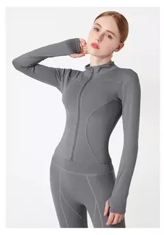 Fato de treino de mangas compridas Slim Fit para mulheres, casaco fitness, tops de ioga com buracos, jaqueta de ginástica, moletom de treino 2024 - comprar online