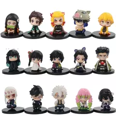 5 pçs/set q versão demon slayer sentado fantasma boneca 4-5cm tanjiro nidouzi inosuke zenizu figura de ação filme modelo brinquedos fazer
