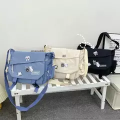 Bolsa mensageiro de grande capacidade para carteiro e mulheres, bolsa de ombro única estilo Hong Kong, bolsa escolar japonesa, estudante coreano, menina, retrô - Wolf Magazine