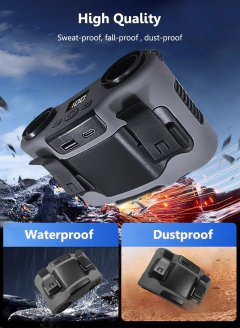 Ventilador de cintura portátil com clipe, 20000mah, com saída de vento dupla, mini ventilador de pescoço pendurado para esportes ao ar livre - comprar online