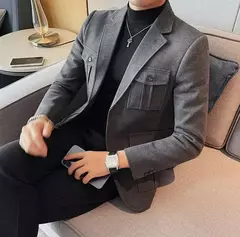 Blazers masculinos de peito único, ternos cinza, casacos grandes, tamanho grande, moda de alta qualidade, novo em 2020 - loja online