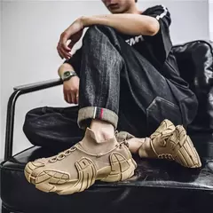 Sapato casual de malha leve masculino, meias respiráveis, tênis antiderrapante, sapato de pai versátil, popular, novo, 2024 - Wolf Magazine