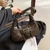 Bolsas de ombro de couro PU para mulheres, design de cinto retrô bolsas vintage pequenas femininas, bolsa transversal axilar, bolsas da moda, Y2K, 2024