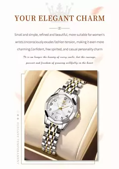 OLEVS-Relógio de quartzo para mulheres, aço inoxidável sólido, mostrador digital, pulseira elegante impermeável, espelho losango, conjunto presente - loja online