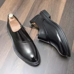 WAERTA-Mocassins de couro casual masculino, sapatos simples, calçado leve, sapatos de luxo com zíper, moda - loja online