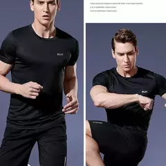 Imagem do Manga Curta Masculina Esporte T-Shirt, Camiseta de Corrida Rápida, Camisa de Fitness Respirável, Top De Seda De Gelo, Camisas De Futebol De Ginásio, Roupas Masculinas