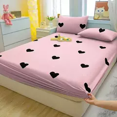 Em forma de coração Pattern Set Folha equipada, Capa de cama impressa, cama do quarto, simples moderno, fosco, 3 pcs - loja online
