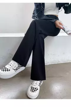Imagem do Calça feminina de cintura alta até o chão, branca, solta, perna larga, feminina de escritório, reta, roupas longas, senhoras, outono, inverno