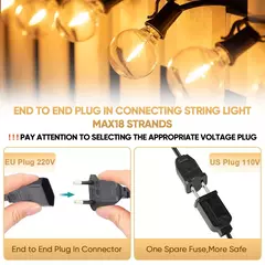 Guirlanda de luzes inquebrável g40, 220v 110v, led, luz de corda e12, à prova d'água, conectável, guirlanda de ano novo, decoração de natal - loja online