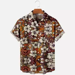 Moda masculina verão t-shirts havaiano impressão 3d aconchegante casual um botão camisas de manga curta praia camisas de grandes dimensões - comprar online