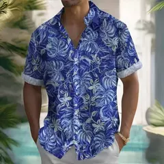 Camisa de praia masculina com impressão 3D, manga curta, extragrande, botão, solta, casual, havaiana, rua, diário, moda verão - loja online