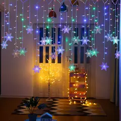 Snowflakes LED String Lights para a decoração de Natal, piscando, fada, cortina, impermeável, feriado, festa, casamento, Natal, 3,2 m na internet