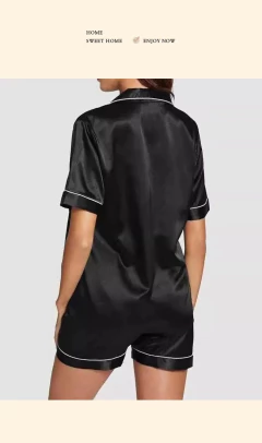 Conjuntos de pijama de seda falsa feminino, pijamas sólidos, noite para dormir, roupas de casa, moda coreana, 2 peças, verão