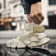 Imagem do Primavera nova alta-top tênis respirável masculino grosso altura crescente sapatos plus size zapatillas amortecimento tênis meia sapatos