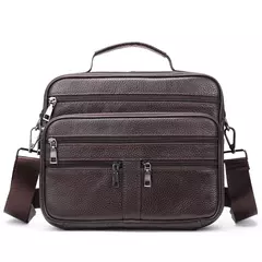 Bolsa de ombro de couro genuíno para homens Bolsa preta de couro, saco do mensageiro do escritório do negócio, saco crossbody masculino - loja online