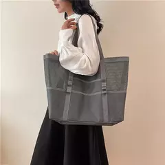 Bolsa de praia de malha portátil para mulheres, maquiagem, bolsa de lavagem, organizador de banho, Shopper Totes, verão na internet