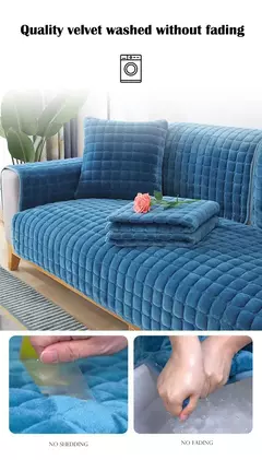 Capa de sofá de veludo universal xadrez de pelúcia antiderrapante e espessa para a sala de estar Capa de sofá de flanela quente para o apoio de braço da toalha de costas macia e confortável sem perda de cabelo pode ser na internet