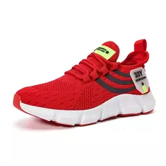 Calçado esportivo respirável masculino, tênis leve, masculino em vulcanização, tênis ao ar livre, corrida, caminhada, verão - loja online
