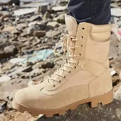 Imagem do Ankle Boots de couro para homens, Sapatos de caminhada ao ar livre, Desert Combat Boots, Sapatos de segurança do trabalho