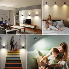 LED cabeça dupla lâmpada de parede com controle remoto, 360 ° Rotatable, USB Recarga, sem fio, portátil, Night Light para o quarto, lâmpada de leitura, Touch Control na internet