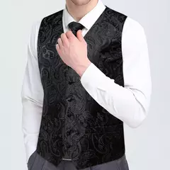 Festa de casamento ouro colete paisley floral jacquard colete masculino 4 pçs colete gravata lenço anel hanky abotoaduras conjunto dibangu - loja online