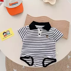 Macacão de Manga Curta Recém-nascido, Envoltório Triângulo, Bodysuit Peido, Macacão Turn Down, Roupas Infantis de Bebê, 0 a 18 Meses, Atacado, Verão - loja online