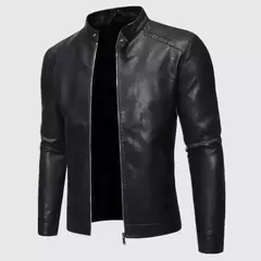 Falso PU couro moto jaqueta dos homens, casacos masculinos, outwear, preto, marca
