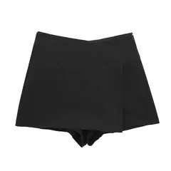 TRAF-minissaia feminina de cintura alta, saia assimétrica preta, bermuda casual, shorts de verão, 2021 - loja online