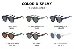 Óculos redondos punk para homens e mulheres, tons de cor dupla, decoração rebites retrô, moldura de lente clara, tendência, UV400