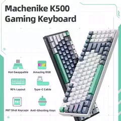 Machenike-K500 Teclado mecânico para jogos, Teclado com fio, Hot Swappable, 94 teclas, RGB Light, Mac, Windows