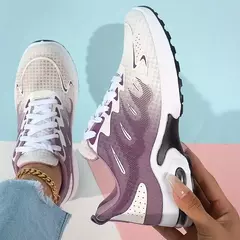 Sapatilhas de corrida respirável de cano baixo, sapatos vulcanizados leves, bloqueadores de cores, casuais, elegantes, com alça cruzada, novos - loja online