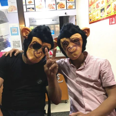 Bonito gorila orelhas grandes macaco máscara engraçado animal halloween masquerade cosplay festa eco-friendly látex máscara facial completa - loja online