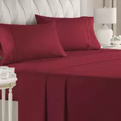 Battilo-Cama de casal Set Sheets, folha plana com Pillowscaso, Luxo Cooling, King and Queen, cama de tamanho completo, 4 PCs na internet