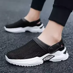 Sandálias de plataforma acolchoadas respiráveis masculinas, mulas de malha designer, chinelos de praia, tênis leves, 2021 - comprar online