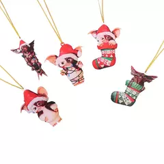 Gremlins Gizmo em Santa Hat Pendurado Ornamento Festivo, Filhote Bonito Ornamento Acrílico, Presente de Natal, Fontes Do Partido Festivo