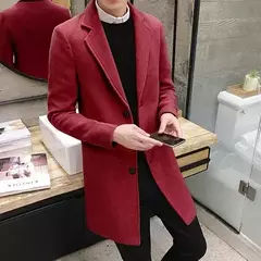Jaqueta corta-vento longa de algodão masculino, casaco de lã, slim fit, cor pura, casual, moda empresarial, roupa nova, outono, inverno, 2023 - comprar online