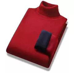 Pulôver de gola alta masculino, gola alta, velo, quente, slim fit, suéter casual, jumper monocromático, tendência de inverno, 4XL - loja online