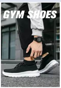 Imagem do Sapato de meias casual confortável masculino, tênis preto para dirigir, novo,