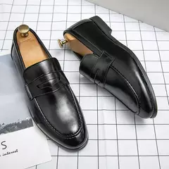 Mocassins de couro genuíno masculino, sapatos de negócios, vestido de noiva, moda casual, centavo, macio - comprar online