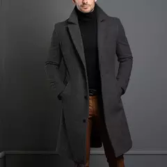 Casaco de lã quente médio-longo masculino, sobretudo confortável para negócios, jaquetas masculinas casuais, roupas de luxo, outono e inverno