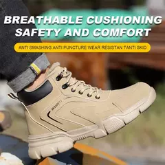 Imagem do Botas masculinas de aço, botas de segurança de construção indestrutível, sapatos masculinos à prova de perfurações, calçado protetor