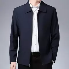 Jaquetas monocromáticas à prova de vento para homens de meia idade, casaco com zíper com gola lapela, jaquetas casuais masculinas, 5 tamanhos, inverno - Wolf Magazine