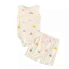 Kiddiezoom verão dos desenhos animados sem mangas conjuntos de roupas recém-nascidos bebê menino menina bodysuits + calças algodão macio roupas infantis na internet