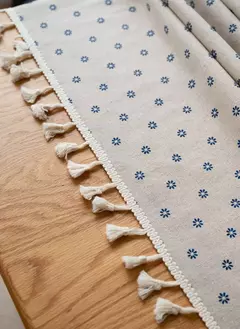 Toalha de linho de algodão vintage com padrão floral, toalha de mesa com borla, tampa lavável para jantar, piquenique na internet