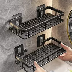 Wall Mounted 2-Tier prateleira flutuante para banheiro, sem broca, Shampoo Holder, prateleiras para cozinha, Hardwares Organizer - Wolf Magazine
