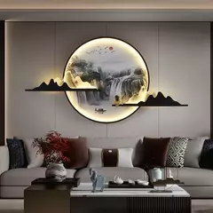 AFRA-Modern Wall Picture LED Light, chinês Criativo Circular, Mural Lâmpada para Casa, Viver, Quarto, Estudo, Mural - loja online