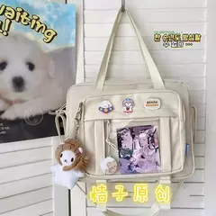 Bolsa Crossbody de Nylon Transparente para Mulheres Bolsa de Ombro Bolsa JK Meninas Japonesas do Ensino Médio, Bolsa de Livro Transparente, Segundo Elemento