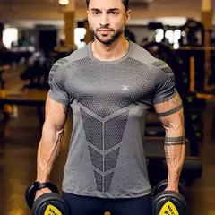 Quick Dry Skinny mangas curtas t-shirt para homens, executando camisa esporte, Crossfit Bodybuilding Tee, ginásio Fitness roupas, Fitness Training, 2024
