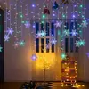 Natal floco de neve LED string luzes piscando fada cortina luzes extravagante festa de feriado decoração de ano novo 2024