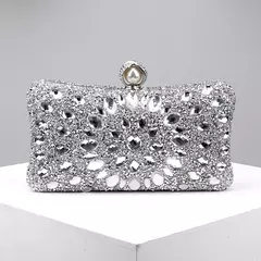 Sacos de noite completos dos diamantes, flor acrílica, embreagem dos strass, pérola do metal, baile luxuoso, bolsas do jantar do casamento na internet